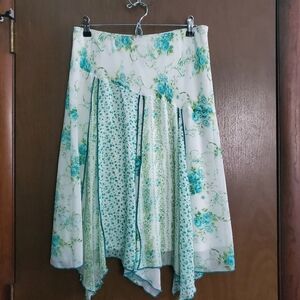 AB Studio Patchwork Blue White Green Floral Skirt. *4283